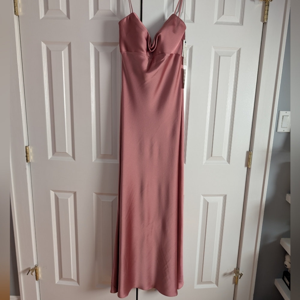Jenny Yoo Addison Satin Slip Cowl Neck Bridesmaid Dress - Picture 9 of 15